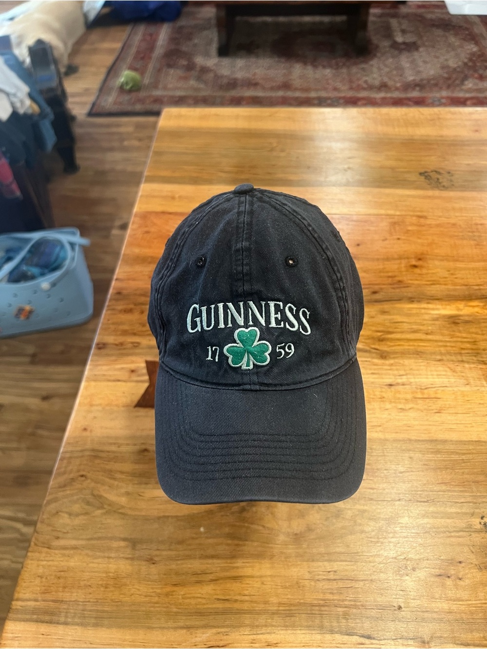 Guinness Navy Cap with Green Shamrock Embroidery